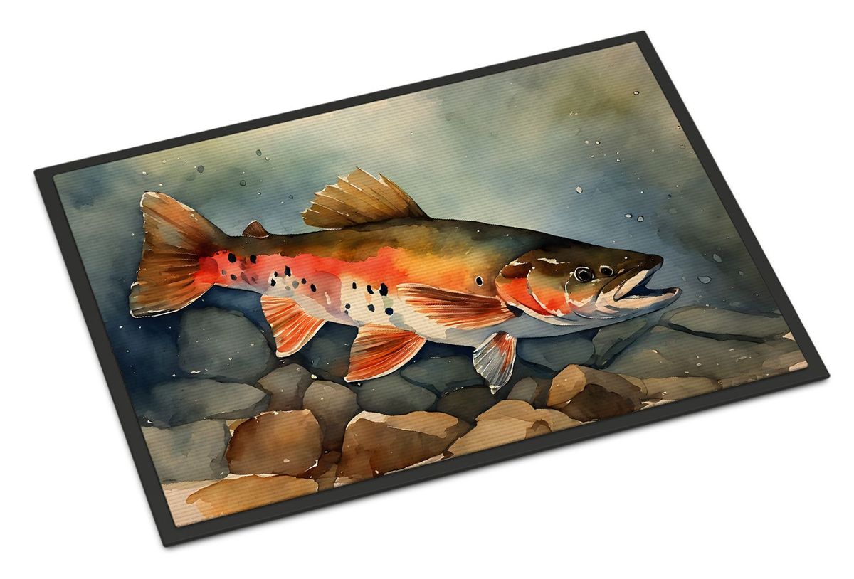 Brook Trout Doormat Front Door Mat Indoor Outdoor Rugs For Entryway, Non Slip Washable Low Pile, 24H X 36W_maomaolike.com