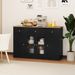55 Inch Large Buffet Sideboard Kitchen Storage Cabinet With 3 Drawers 2 See-through Doors Adjustable Shelves Wine Bar Table_maomaolike.com