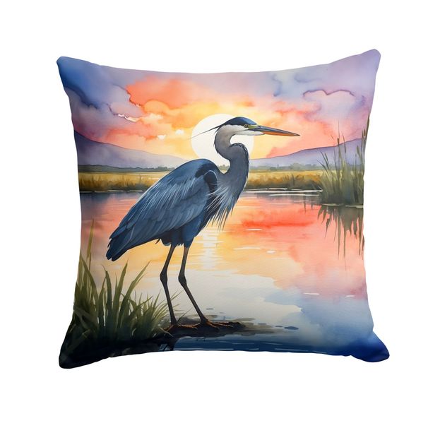 Blue Heron Setting Sun Throw Pillow Machine Washable, Indoor Outdoor Decorative Pillow For Couch, Bed Or Patio, 18Hx18W_maomaolike.com