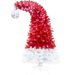 6 Ft Hinged Fraser Fir Artificial Fir Bent Top Christmas Tree, Bendable Santa Hat Style Christmas Tree Holiday Decoration W/1,250 Lush Branch Tips, 300 LED Lights_maomaolike.com