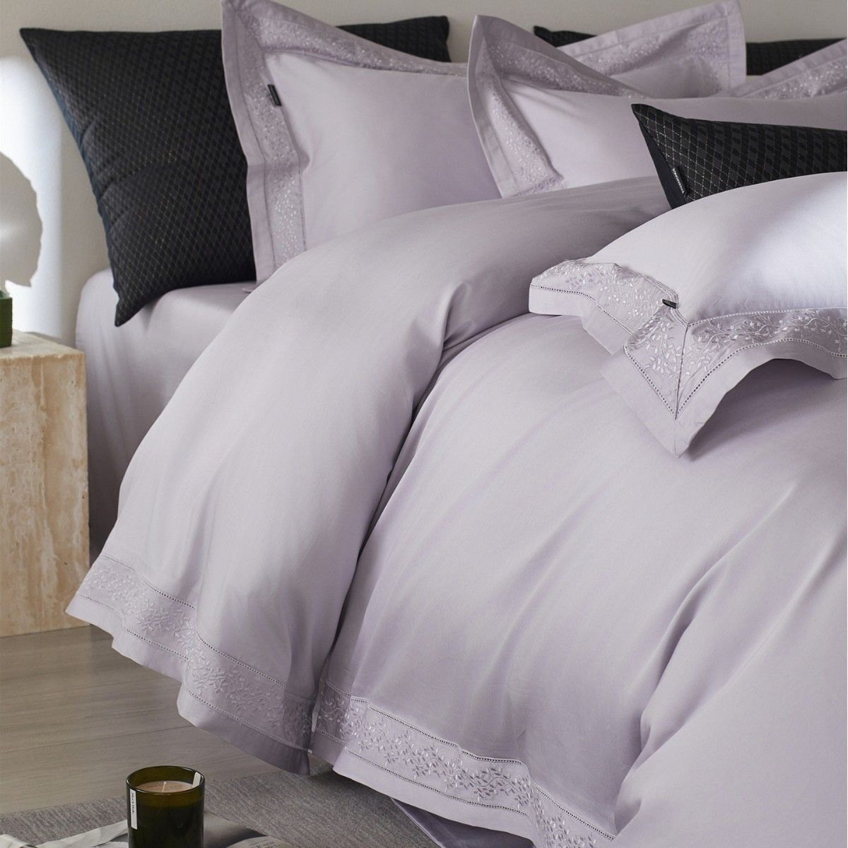 Minimalist Light Luxury Style Solid Color High-End Lace Wide-Brim Bedding Set Pure Long-Staple Cotton Four-Piece Home Textile Xibe_maomaolike.com