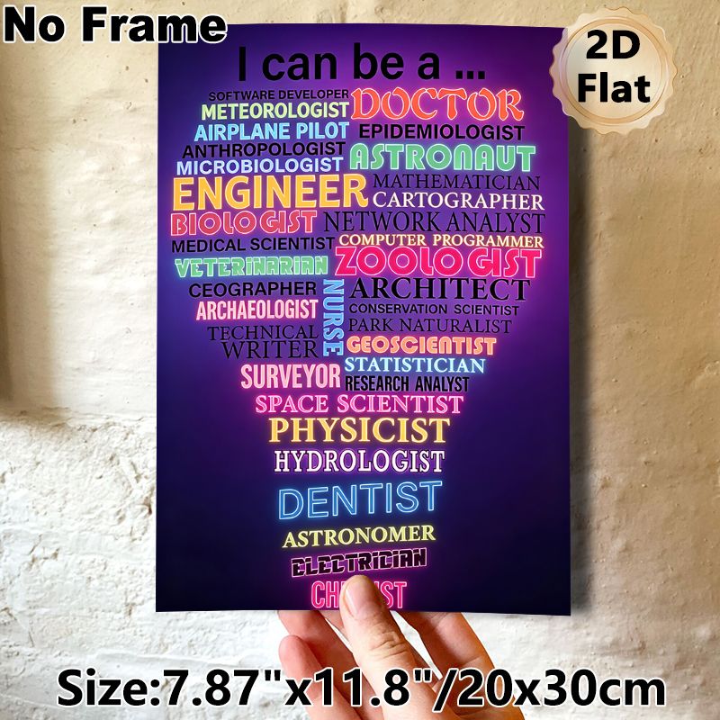 Career Aspiration Painting Poster, Vibrant Neon-style Career Word Art Poster, Inspiring Design To Foster Career Exploration, Ideal For Study Room_maomaolike.com