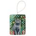 Chartreux Cat By The Christmas Tree Porcelain Ornament Christmas Tree Hanging Decorations For Home Christmas Holiday, Rectangle, Gift, Multicolor_maomaolike.com