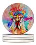 Hippie Animal Polish Poland Rooster Large Sandstone Coasters Pack Of 4 Absorbent Round Coasters Decor Gifts For Men Or Women, 4 In, Multicolor_maomaolike.com