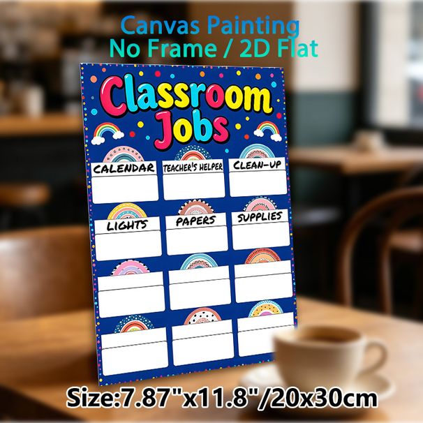 Classroom Jobs Painting Poster, Vibrant Rainbow & Polka Dot Styled Poster, Assists With Organizing Classroom Duties, Suitable For Classroom_maomaolike.com