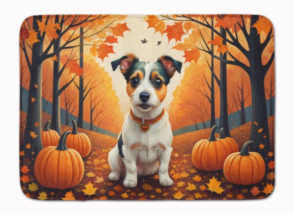 Jack Russell Terrier Fall Memory Foam Kitchen Mat Machine Washable Anti-Fatigue Mat Cushion Comfort Bath Mat Or Kitchen Rug_maomaolike.com