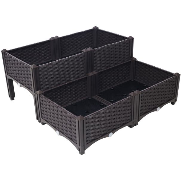 4 Piece Raised Garden Bed With Legs, Self-Watering Planter Box Raised Bed To Grow Flowers, Herbs & Vegetables, Brown_maomaolike.com