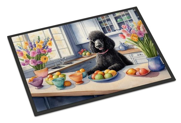 Decorating Easter Black Poodle Doormat Front Door Mat Indoor Outdoor Rugs For Entryway, Non Slip Washable Low Pile, 24H X 36W_maomaolike.com