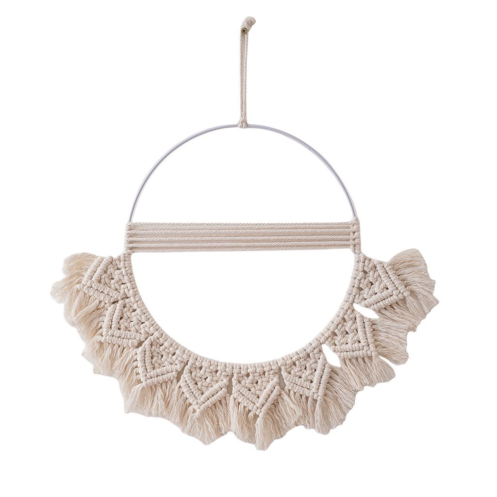 ins Nordic Style Handwoven Round Tapestry Dream Catcher Living Room Wall Photo Clip Dried Flower Decoration_maomaolike.com