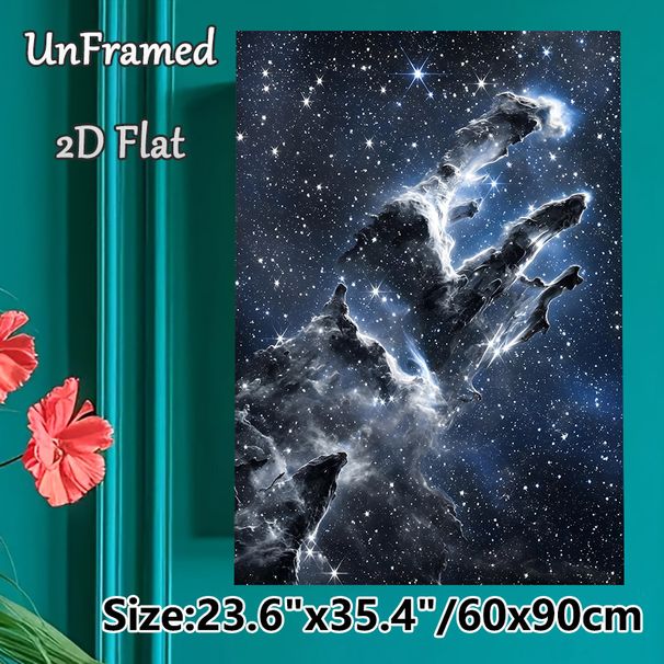 Pillars Of Creation Nebula Painting Poster, Ethereal Starlit Deep Space Scene Poster, Captivating Celestial Artwork Ideal For Home, Office And_maomaolike.com