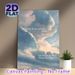 Cloudy Sky With Inspirational Quote Painting Poster, Soft-hued Dreamy Cloudscape Poster, Soothing Artwork With Reflective Poetic Words, Ideal For_maomaolike.com