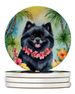 Pomeranian Luau Large Sandstone Coasters Pack Of 4 Absorbent Round Coasters Decor Gifts For Men Or Women, 4 In, Multicolor_maomaolike.com