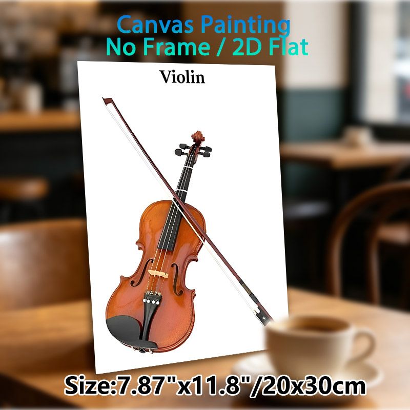 Violin Themed Painting Poster, Realistic Glossy Violin With Bow Poster, Elegant Musical Decor Ideal For Music Studio, Home Wall Display_maomaolike.com