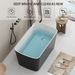 49'' Acrylic Freestanding Soaking Bathtub, Square-shape Japanese Soaking Hot Tub With Chrome Overflow And Drain, Glossy Black 26A01-49B_maomaolike.com