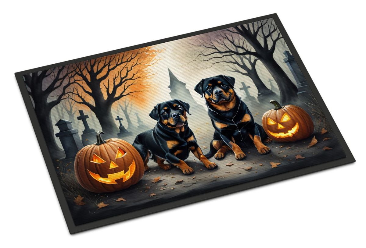 Rottweiler Spooky Halloween Doormat Front Door Mat Indoor Outdoor Rugs For Entryway, Non Slip Washable Low Pile, 24H X 36W_maomaolike.com