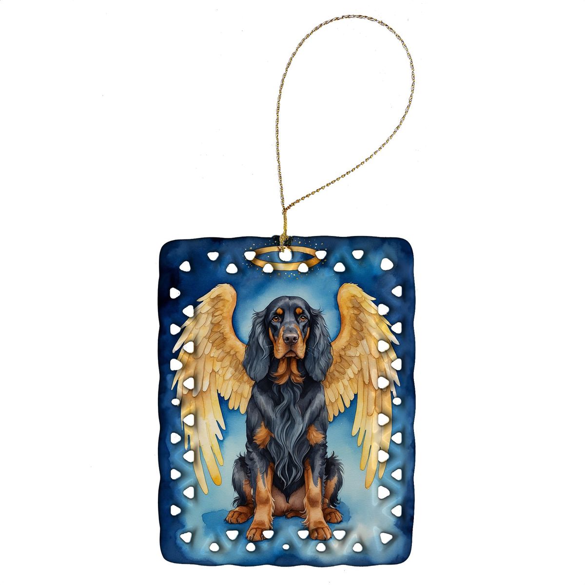 Gordon Setter My Angel Porcelain Ornament Christmas Tree Hanging Decorations For Home Christmas Holiday, Rectangle, Gift, Multicolor_maomaolike.com