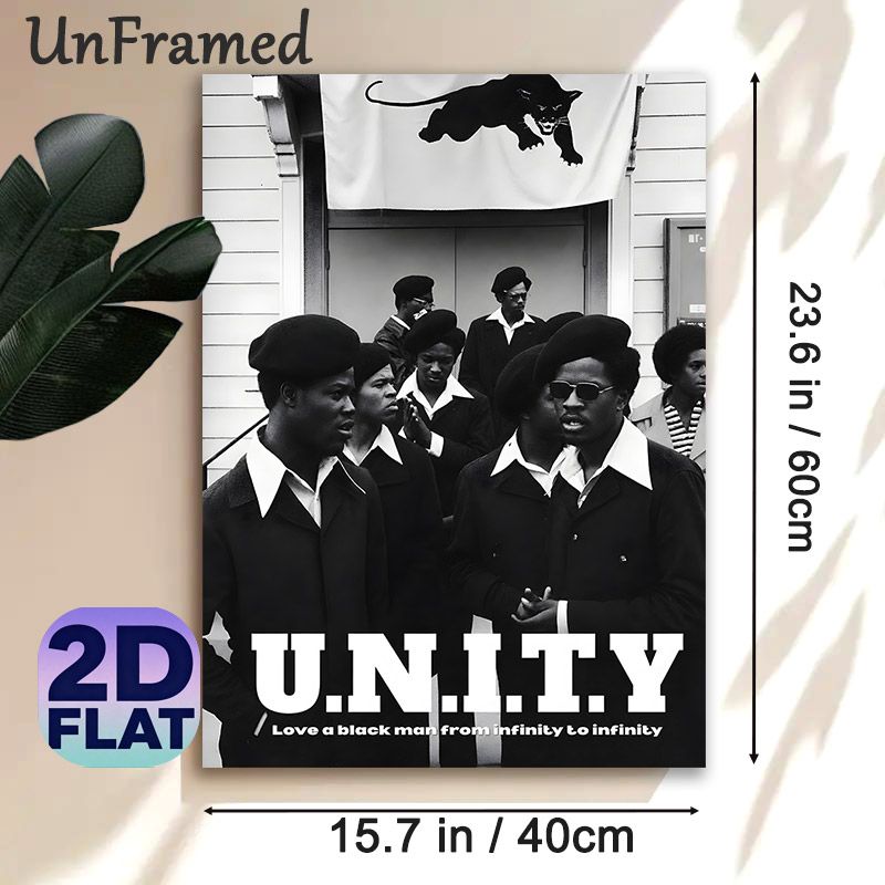 Unity & Black Panther Themed Painting Poster, Vintage Monochrome Group Portrait Poster, Meaningful Cultural Decor Piece For Home, Office Wall Display_maomaolike.com