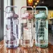 2L Portable Large Capacity Plastic Straw Water Cup Drink Bottle With Time Marker For Outdoor Sports Fitness_maomaolike.com