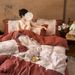 Wholesale INS Chinese Style Pastoral Soft Jacquard Double Layer Gauze 4-Piece Patchwork Pure Cotton Floral Four-Piece Set_maomaolike.com