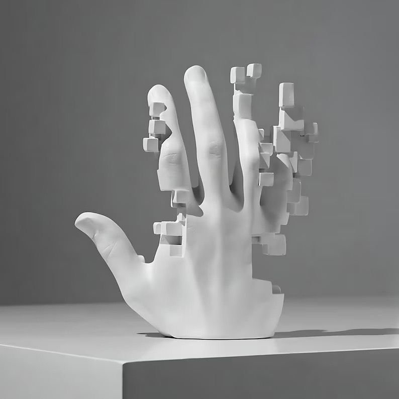 Creative White Mosaic Mechanical Palm Ornament Home For Living Room Bedroom Entrance Hotel Simple Decoration_maomaolike.com