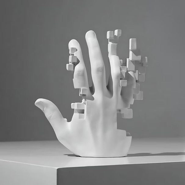 Creative White Mosaic Mechanical Palm Ornament Home For Living Room Bedroom Entrance Hotel Simple Decoration_maomaolike.com