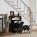 Pet Feeder Station Storage Cabinet, Dog Food Storage Container With Dog Raised Bowls, Watering Supplies, Black_maomaolike.com