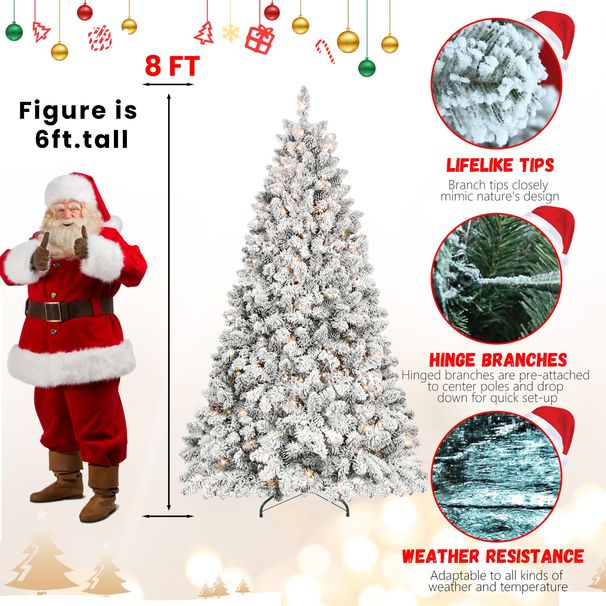 8ft Pvc Mixed Floceked Tree(54pcs Pine Cones)_maomaolike.com