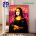 Mona Lisa Themed Painting Poster, Whimsical Graffiti-style Altered Classic Poster, Playful Reimagined Artwork With Bubble Gum & Peace Sign, Ideal For_maomaolike.com
