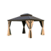 12 X14 Hardtop Gazebo, Outdoor Aluminum Frame Canopy With Galvanized Steel Double Roof, Outdoor Permanent Metal Pavilion With Curtains And Netting For Patio, Backyard And Lawn Brown_maomaolike.com