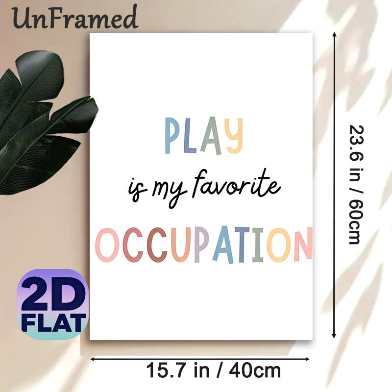 Play Quote Painting Poster, Pastel Color Typography Poster, Whimsical Cheerful Text Art, Ideal For Living Room And Play Space Decor_maomaolike.com