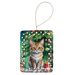 Pixie Bob Cat By The Christmas Tree Porcelain Ornament Christmas Tree Hanging Decorations For Home Christmas Holiday, Rectangle, Gift, Multicolor_maomaolike.com