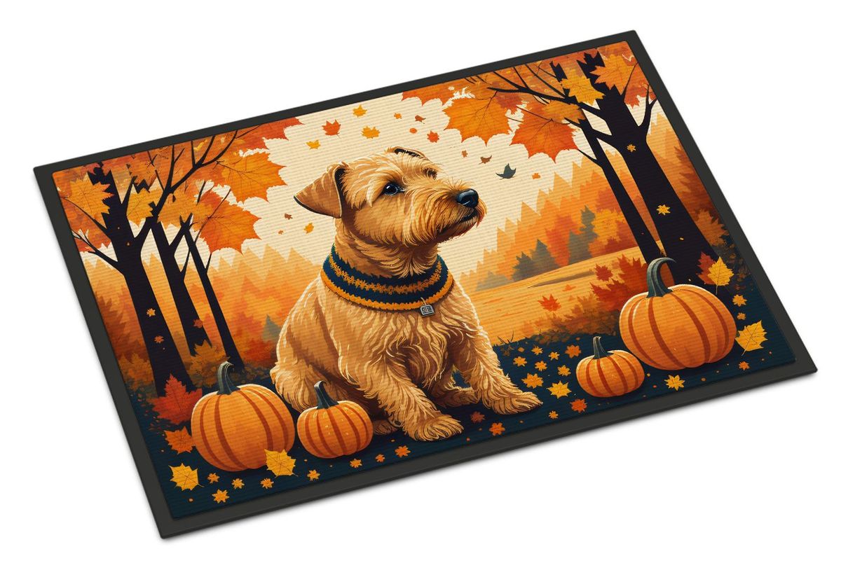 Lakeland Terrier Fall Doormat Front Door Mat Indoor Outdoor Rugs For Entryway, Non Slip Washable Low Pile, 24H X 36W_maomaolike.com