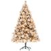 Pre-Lit Artificial Christmas Tree With Clear Lights And Tips, Snow Flocked Christmas Tree With Metal Stand, Hinged Xmas Tree For Home Office Holiday_maomaolike.com
