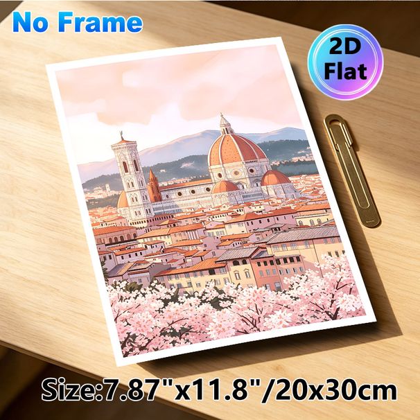 Florence Historic Cityscape Painting Poster, Soft-toned Pastel Illustrated Scenic Poster, Delicate Floral & Iconic Architecture Decor Ideal For Living_maomaolike.com