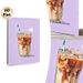 Iced Coffee Painting Poster, Vibrant Stylized Iced Coffee With Ice Cubes And Striped Straw Poster, Cozy Beverage-themed Decor Ideal For Cafe, Kitchen_maomaolike.com
