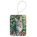 Asian Cat By The Christmas Tree Porcelain Ornament Christmas Tree Hanging Decorations For Home Christmas Holiday, Rectangle, Gift, Multicolor_maomaolike.com
