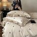 Wholesale French Embroidery Bowknot Full Satin Brushed Four-Piece Princess Style Pleated Lace Pure Cotton 4-Piece Set_maomaolike.com