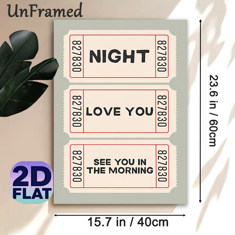 Love Quote Retro Ticket Painting Poster, Vintage Minimalist Ticket-style Print Poster, Warm Sentimental Wording Adds Cozy Atmosphere For Bedroom_maomaolike.com