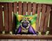 Pug King Of Mardi Gras Throw Pillow Machine Washable, Indoor Outdoor Decorative Pillow For Couch, Bed Or Patio, 14Hx14W_maomaolike.com