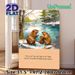 Beaver Family Themed Painting Poster, Soft Watercolor Winter Riverside Scene Poster, Heartwarming Wildlife Design With Inspirational Quote, Ideal For_maomaolike.com