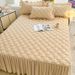 Washed Cotton Quilted Skirt Bed Dustproof Mattress Cover Solid Color Non-Slip Single 1.5m 2.1m Piece Set_maomaolike.com