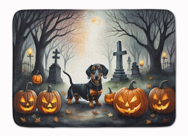 Dachshund Spooky Halloween Memory Foam Kitchen Mat Machine Washable Anti-Fatigue Mat Cushion Comfort Bath Mat Or Kitchen Rug_maomaolike.com