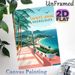 Sainte-Anne Guadeloupe Coastal Painting Poster, Vibrant Retro Tropical Seaside Scene Poster, Captivating Scenic Design With Palm Trees And Seaside_maomaolike.com