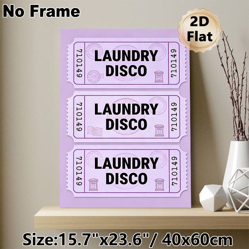 Laundry Disco Ticket Themed Painting Poster, Playful Vintage Ticket-style Poster, Whimsical Purple-toned Design Brings Lighthearted Touch, Ideal For_maomaolike.com