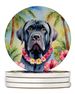 Neapolitan Mastiff Luau Large Sandstone Coasters Pack Of 4 Absorbent Round Coasters Decor Gifts For Men Or Women, 4 In, Multicolor_maomaolike.com