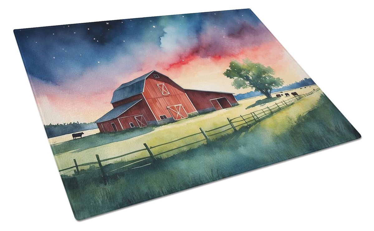 Barn At Twilight Glass Cutting Board Decorative Tempered Glass Kitchen Cutting And Serving Board Large Size Chopping Board_maomaolike.com