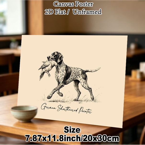 German Shorthaired Pointer Hunting Painting Poster, Vintage Ink-drawn Monochrome Scene Poster, Timeless Hunting Dog Artwork, Ideal For Living Room And_maomaolike.com