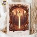 Magic Sword & Vintage Castle Painting Poster, Warm-toned Whimsical Fantasy Scene Poster, Enchanting Mystical Decor For Bedroom, Study And_maomaolike.com