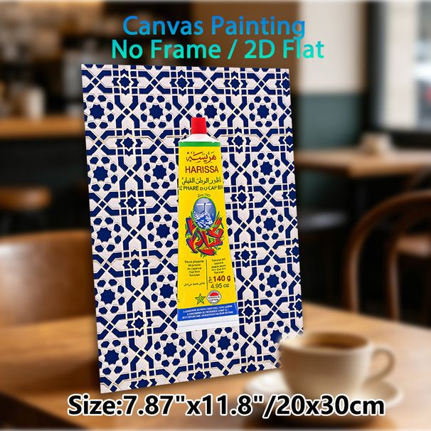 Harissa Sauce Tube & Moroccan Tile Themed Painting Poster, Vibrant Cultural Culinary Poster, Authentic North African Inspired Decor Idea For Kitchen_maomaolike.com