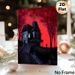 Haunted Mansion Painting Poster, Eerie Dark Gothic Style Poster, Spooky Old Mansion With Crimson Sky And Shadowy Figure, Ideal For Home Wall Decor And_maomaolike.com